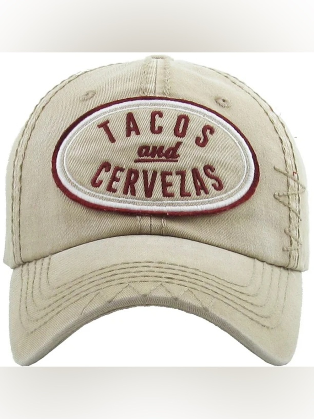 Tacos and Cervezas Vintage Distressed Washed Baseball Cap Hat Unisex